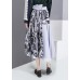 fall new women wild patchwork skirts high waist asymmetric maxi skirts