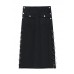 Italian black cotton Tunics Button pockets skirt