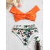 Flora Printed High Waisted Back Closure Backless Bikini Swimsuits