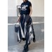 A-line skirt autumn and winter women's large high waist irregular black tie dye skirt